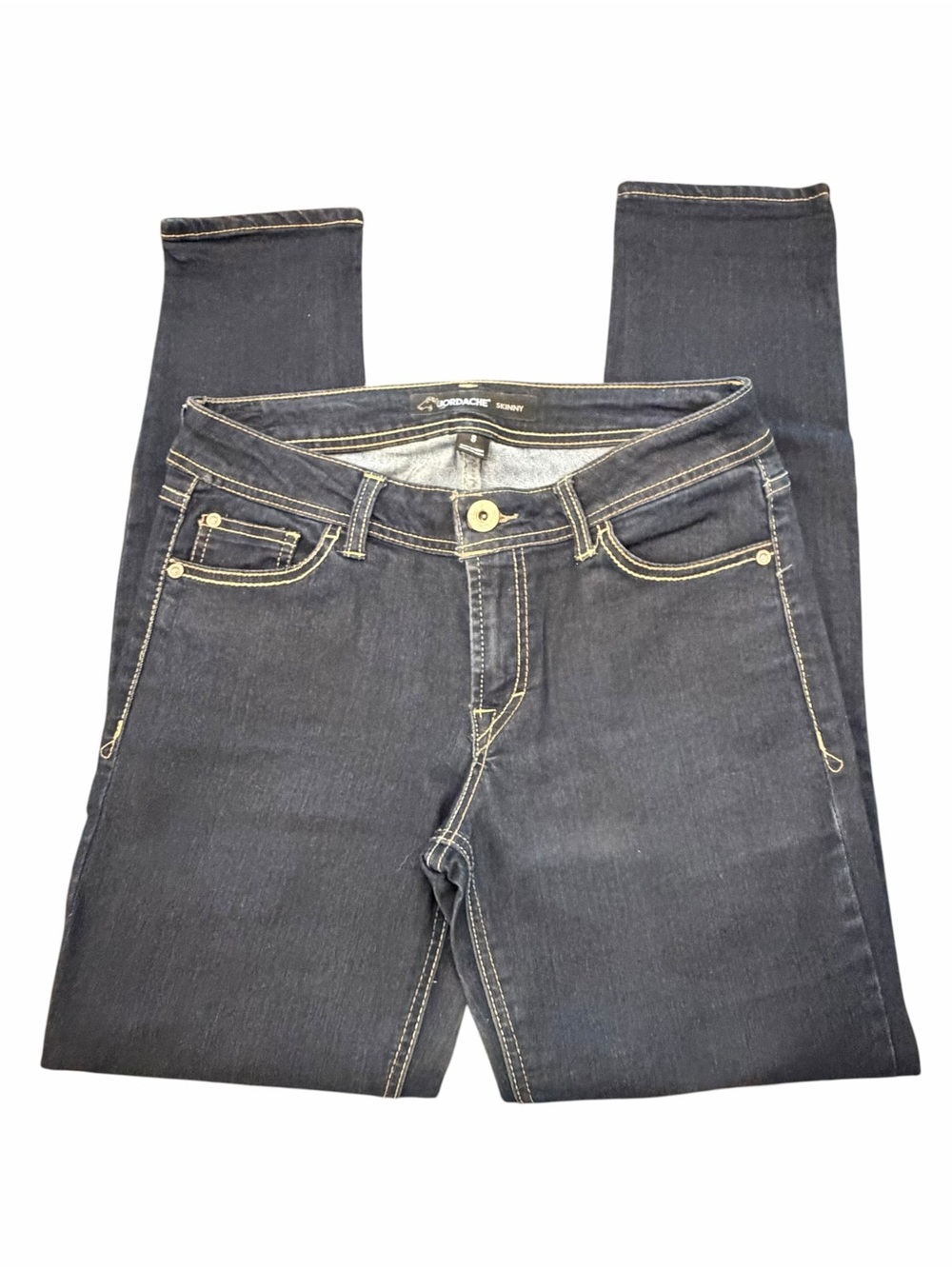 Jordache Skinny Jeans Mid Rise Stretch Dark Wash Blue Size 8 Women’s 31x29 90s